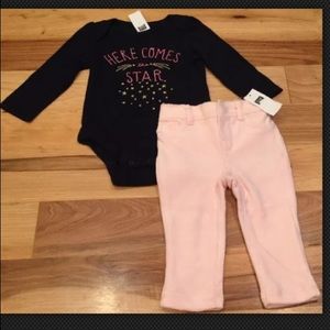 Baby Gap Girls Star Shirt & Pink Velour Pant